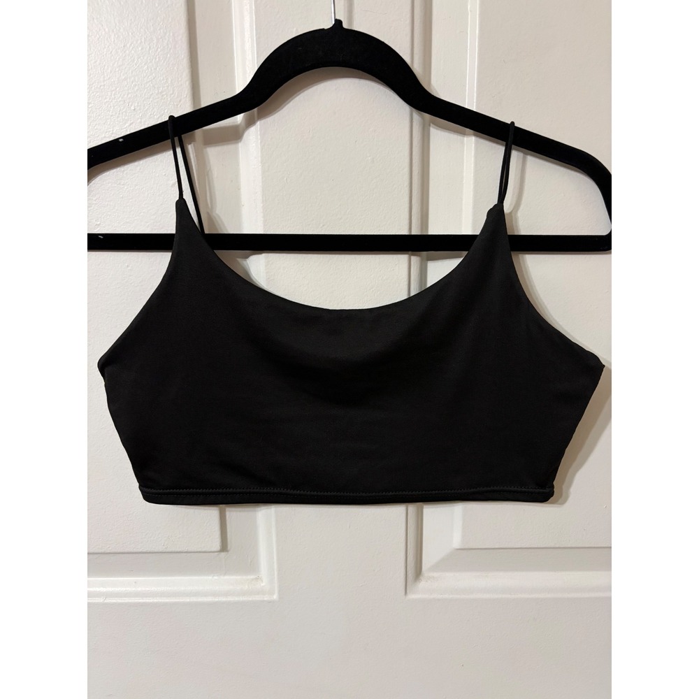 | Spaghetti Strap Scoop Neck Crop Top | XL || Black|